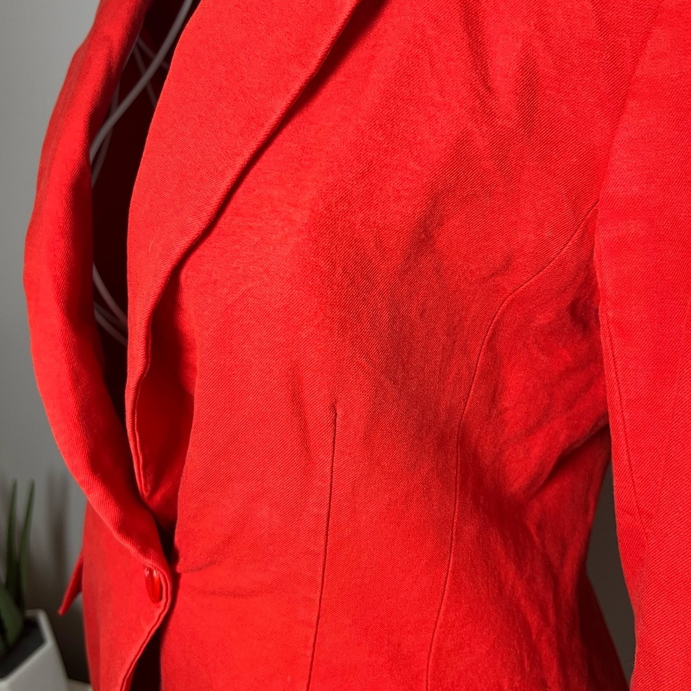 Derek Lam 10 Crosby Noah Single Breasted Jacket Tomato Red Career Cotton Size 4 - Picture 4 of 8